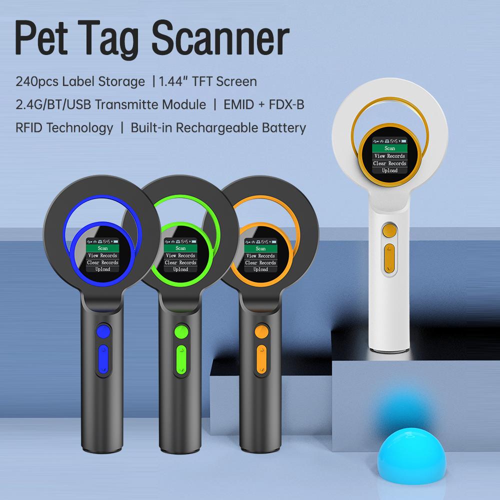 Сканер микрочипов для животных, считыватель идентификаторов RFID-бирок для животных, портативный считыватель BT+USB+2.4G Connect