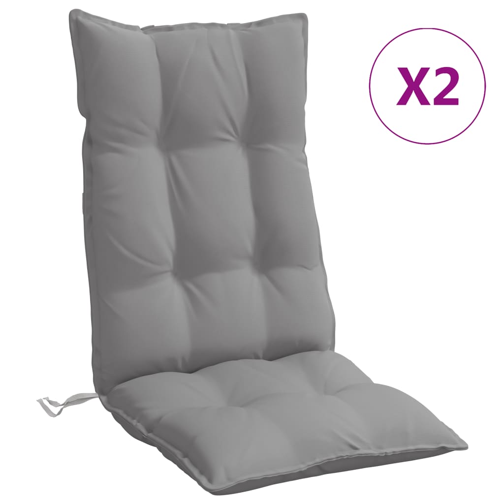 High Back Seat Cushions 2 pcs Grey Oxford Fabric