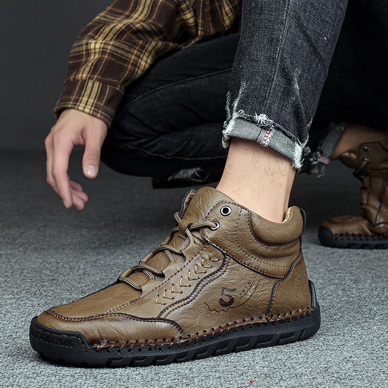 Handmade Genuine Leather Boots Comfortable Ankle Boots for Men Casual Shoes Outdoor Tooling Shoes