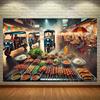 2D фон для фотосессии тайской уличной еды, фон для фотобудки на фестивале еды и в ресторане