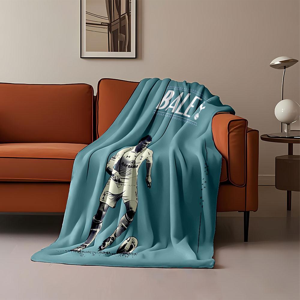 Soccer Player on Blue Blanket for all seasons blanket lunch break throw gift