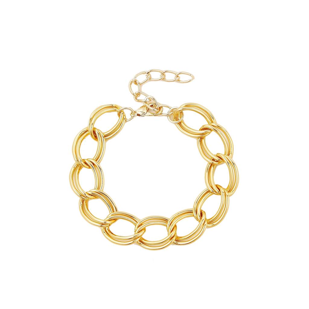 Ожерелье для женщин Модное простое золото и серебро двухцветное алюминиевое цепное замковое ретро-трендовое преувеличенное ожерелье Ins Ювелирные изделия Элегантное ожерелье