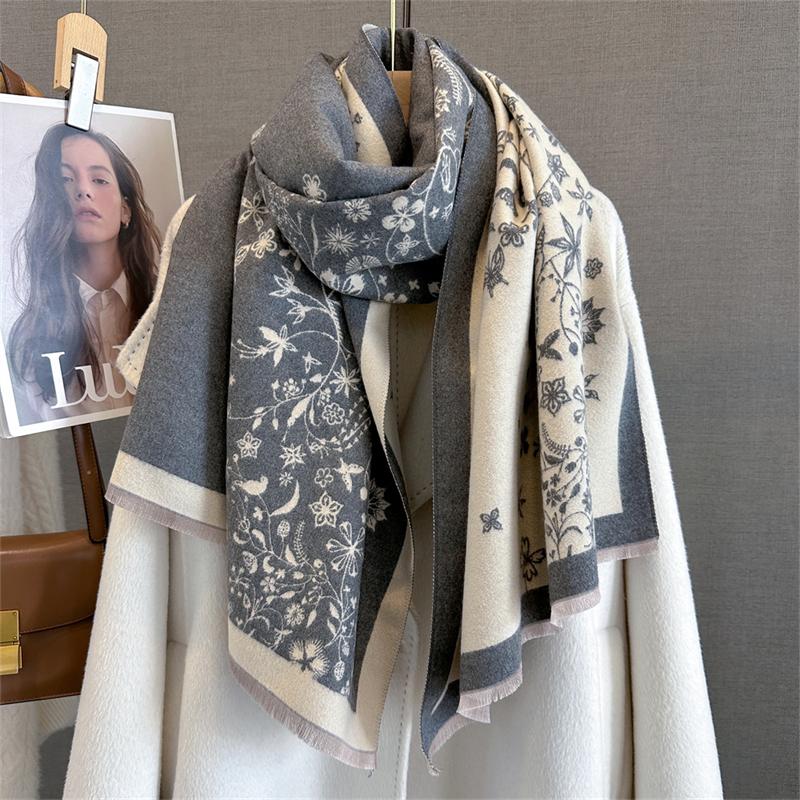 Luxury Print Scarf Women Cashmere Shawls and Wraps Female Thick Warm Blanket for Lady Printed Bufanda Winter Scarves Echarpe