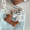 2Pcs Cartoon Puppy Plush Toy Pendant Keychain Stuffed Animal Doll Keyring Lovely Backpack Pendant Car Key Holder Decoration Gift