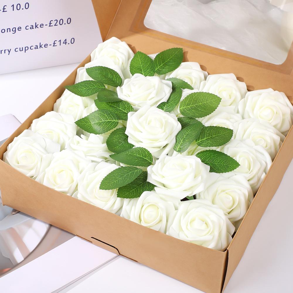 25Pcs Artificial Rose Flowers Foam Fake Faux Flowers Roses for DIY Wedding Bouquets Decoration Party Home Decor Garden Ornament