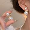 Elegant French Pearl Earrings: S925 Silver Needle, Versatile Two-Way Hanging Design for Women