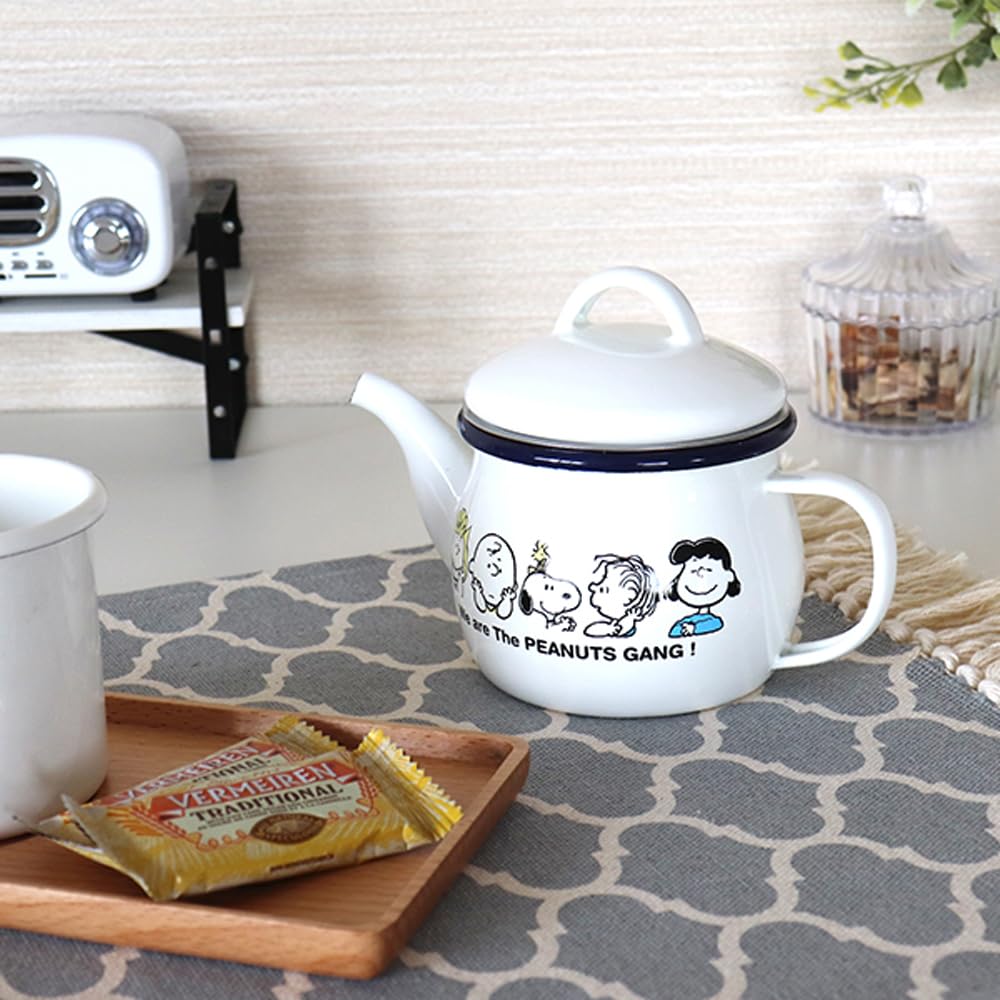 Toyoho PEANUTS Enamel Teapot (with Strainer) White Size: Approx. W18 D10.6 H12.5 SNJ-2306