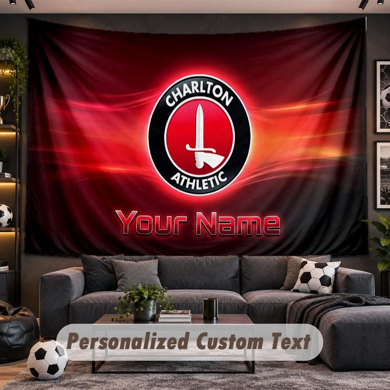 Wall Hanging Tapestry Custom NameCharlton Athletic Pattern Personalized Printed Fabric Wall Decor