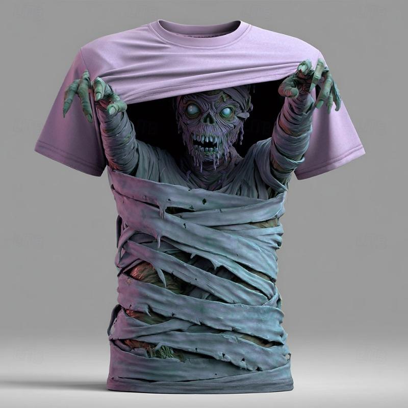 Men's Optical Illusion Zombies Mummy 3D T-Shirt Fashion Cool Street T Shirt Casual Personality Short Sleeve Tops Summer Clothing