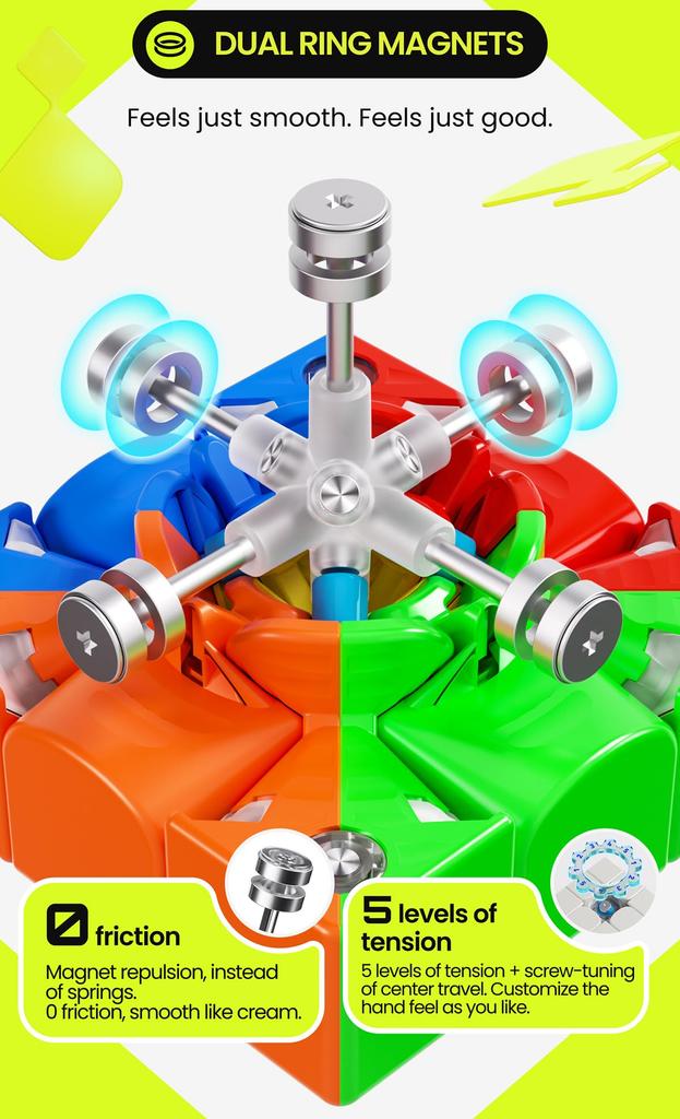 GAN Swift 3x3 Maglev 3x3 Cube with Competition 3D Puzzle [With Pouch/genuine Product] Magnet, Stickerless,