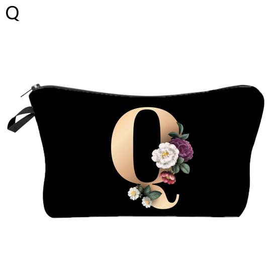 Cosmetic Bag 3D Digital Printing Letter Flower Pattern Female Multipurpose Delicate Pencil