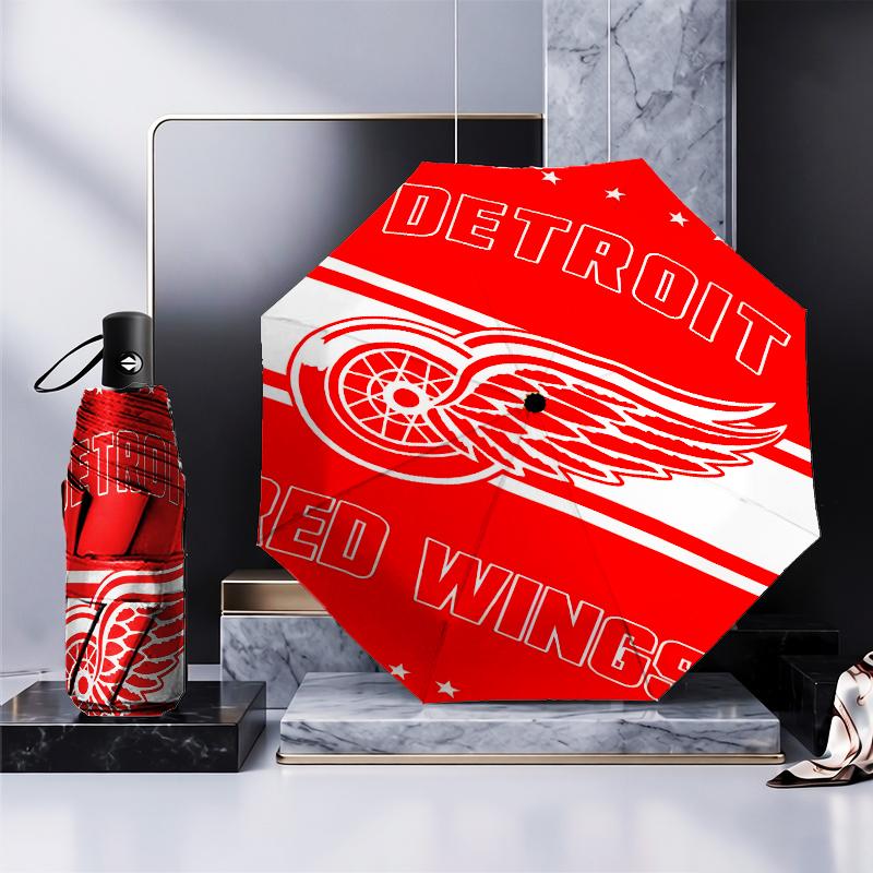 Зонт-трость Detroit Red Wings Складной зонт, автоматический зонт 8 спиц для путешествий, кемпинга Подарок на Хэллоуин, Рождество