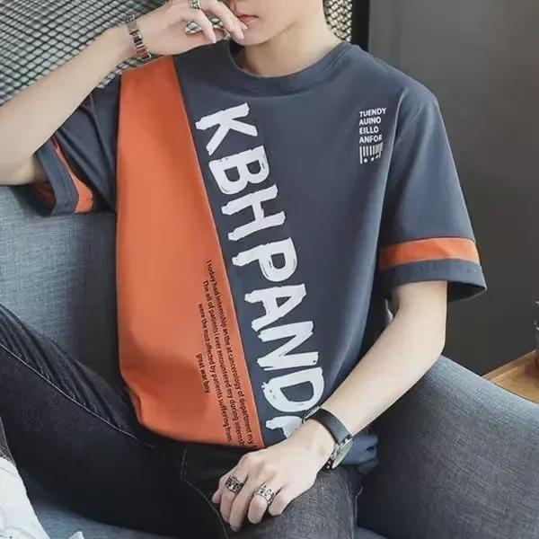 Новая мужская футболка свободного кроя с коротким рукавом Ice Silk со стальным принтом — тренд весны/лета