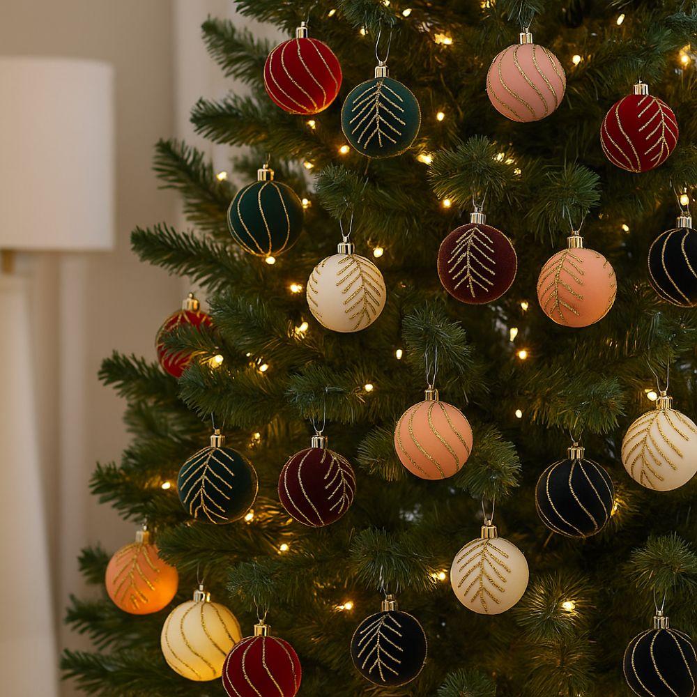 Flocking Christmas Hanging Balls 6cm Christmas Spheres Pendant Merry Christmas Decor