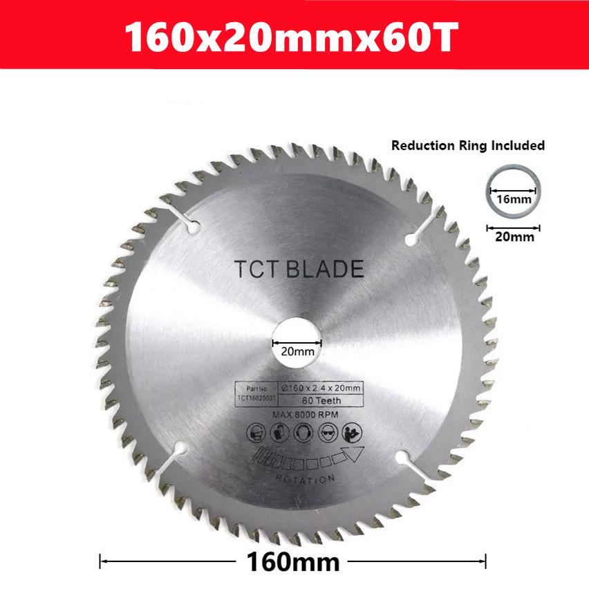 Твердосплавный пильный диск TCT 160 мм для деревообработки 16T/24T/30T/48/60/80T, подходит для многофункционального электроинструмента, диски для резки дерева