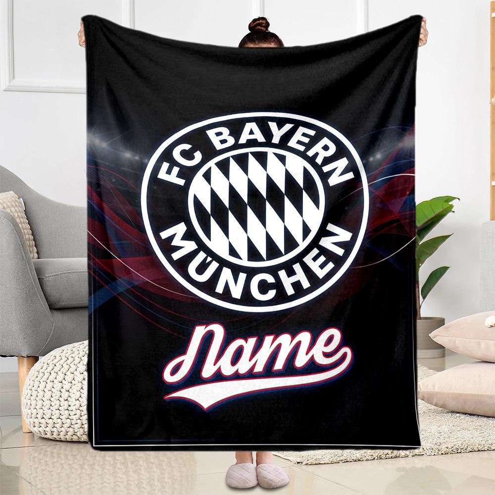 Bayern Munich Soccer Match Customize Text Blanket Cozy Customizable Blanket Comfortable for Bed Seaside Couch Office Four Seasons Universal