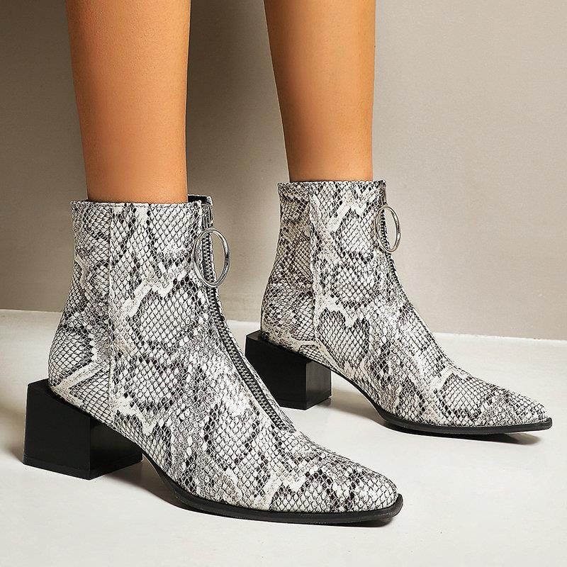 Женские ботильоны в британском стиле, модные уличные стили, серебристый квадратный носок, квадратный каблук 4 см, вечернее платье для зрелых женщин, туфли на высоком каблуке