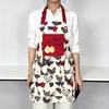 Canvas Apron with Multi-Pockets Egg Gathering Apron for Farm Home Adjustable Waist Fun Rooster Print Utility Apron for Gardening Cooking