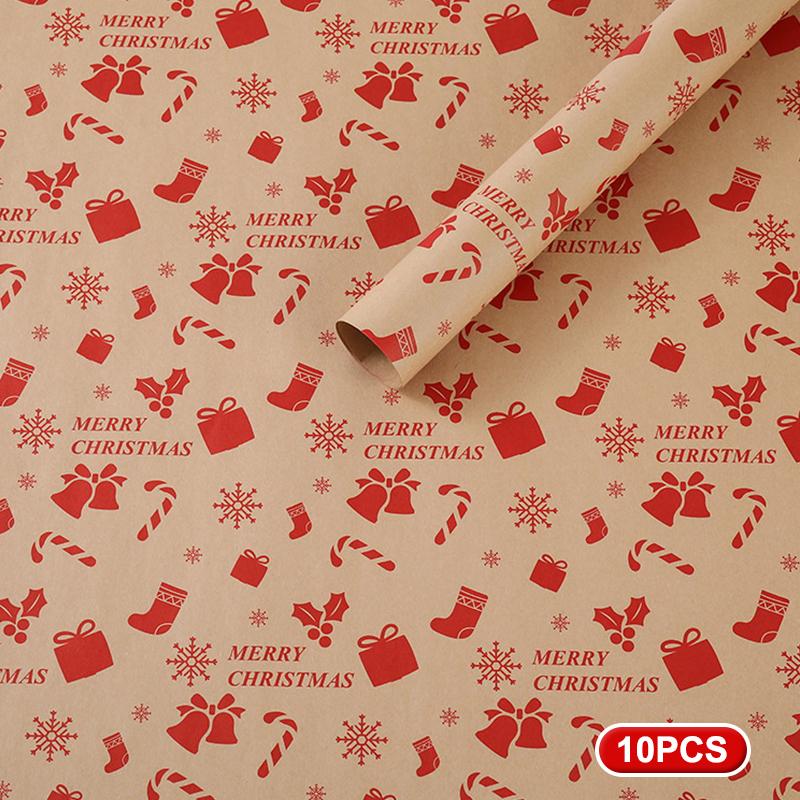 10pcsChristmas Gift Wrapping Paper Multi-purpose Portability Gift Packaging Papers Party Wedding Gift Wrapping Decoration Papers