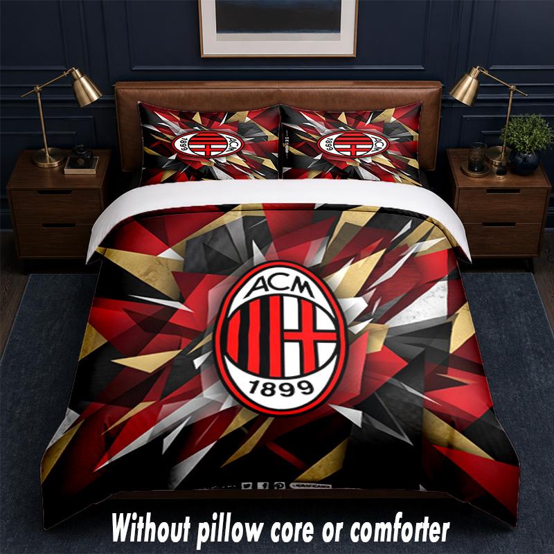 AC Milan Design Bed Bedding Set 1 Duvet Cover + 2 Pillowcases Soft Breathable Household Bed Linens