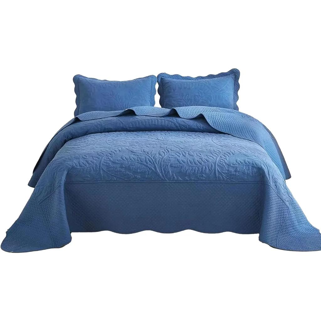 1-Piece 100% Cotton Twin Quilt Set Embroidered Quilted Bedding Bedspread Natural Beige Freight Free Nap Blanket Plaid