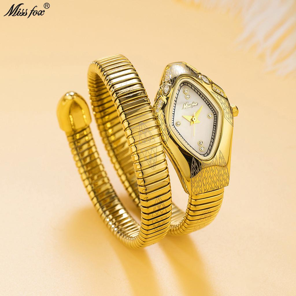 MISSFOX Платье Змея Форма Браслет Женские Часы Лучшие Элегантные Водонепроницаемые Кварцевые Ювелирные Часы
