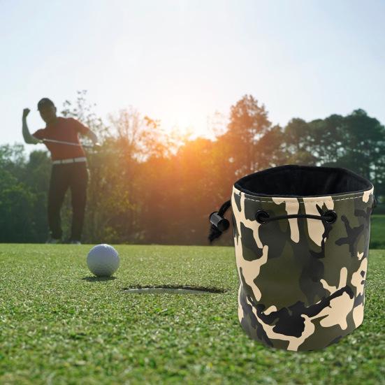 Камуфляжная сумка для гольф-мячей, дизайн ведра, затягивающийся шнурок, чехол для гольфа из искусственной кожи, портативная сумка-переноска для гольф-мячей для мужчин и женщин