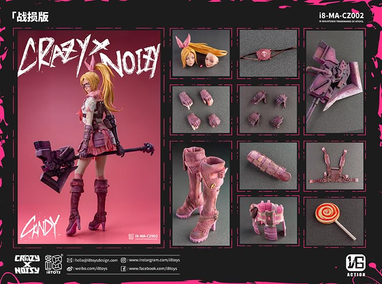 I8TOYS X NOISY I8 MA CZ002 Candy Damaged Scale and Metal Painted Movable Figure "CRAZY Version" 1/6 Cloth, PVC, Silicone,