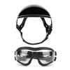 Pet Safety Helmet and Goggles Set with Breathable Lining Impacts Resistant Frame Travel Gear for Large Breeds Riding