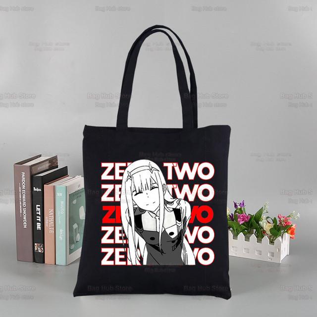ZERO TWO аниме черные женские сумки холст Darling in the Franxx Tote сумки для покупок многоразовая сумка для покупок эко складная