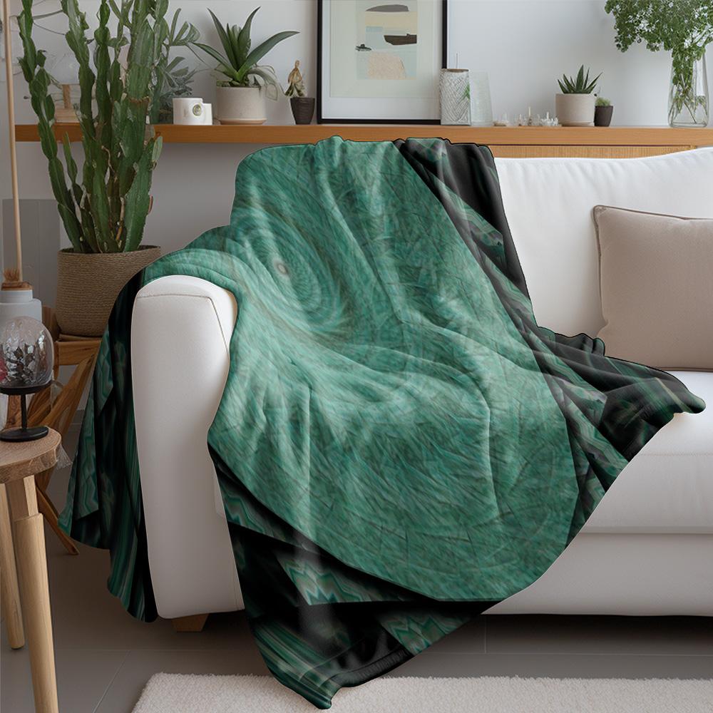 Unique Vortex Abstract Geometric Circle Teal Green Throw Blanket Sofa Bed Cover for Home Decor Gift