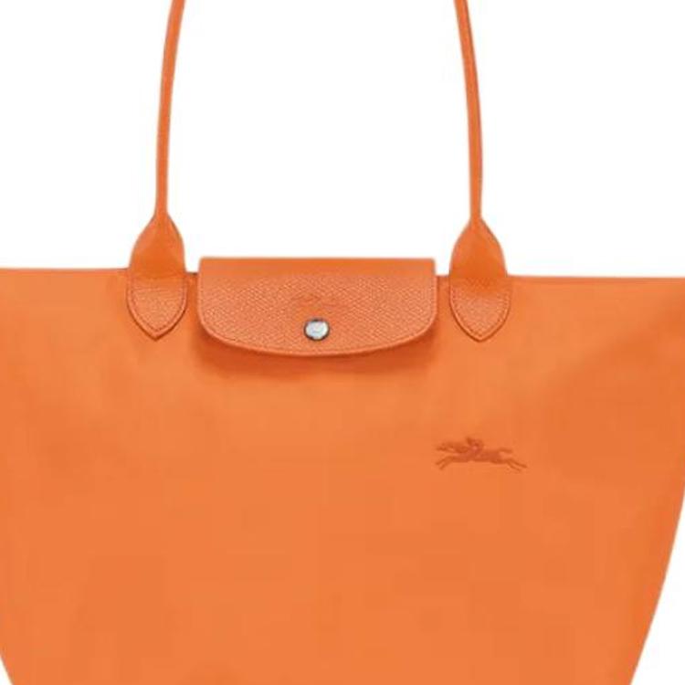 LONGCHAMP Recycled Polyamide Canvas Dumpling Bag Handbag, Shoulder Bag Womens Orange