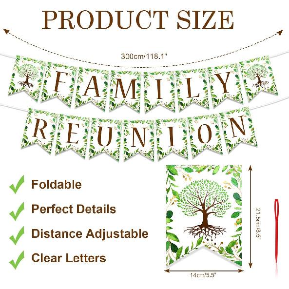 HOWAF Family Reunion Decorations, Family Reunion Banner for Home Summer Families Gatherings Party Supplies,Families Party Bunting Banner,Happiness