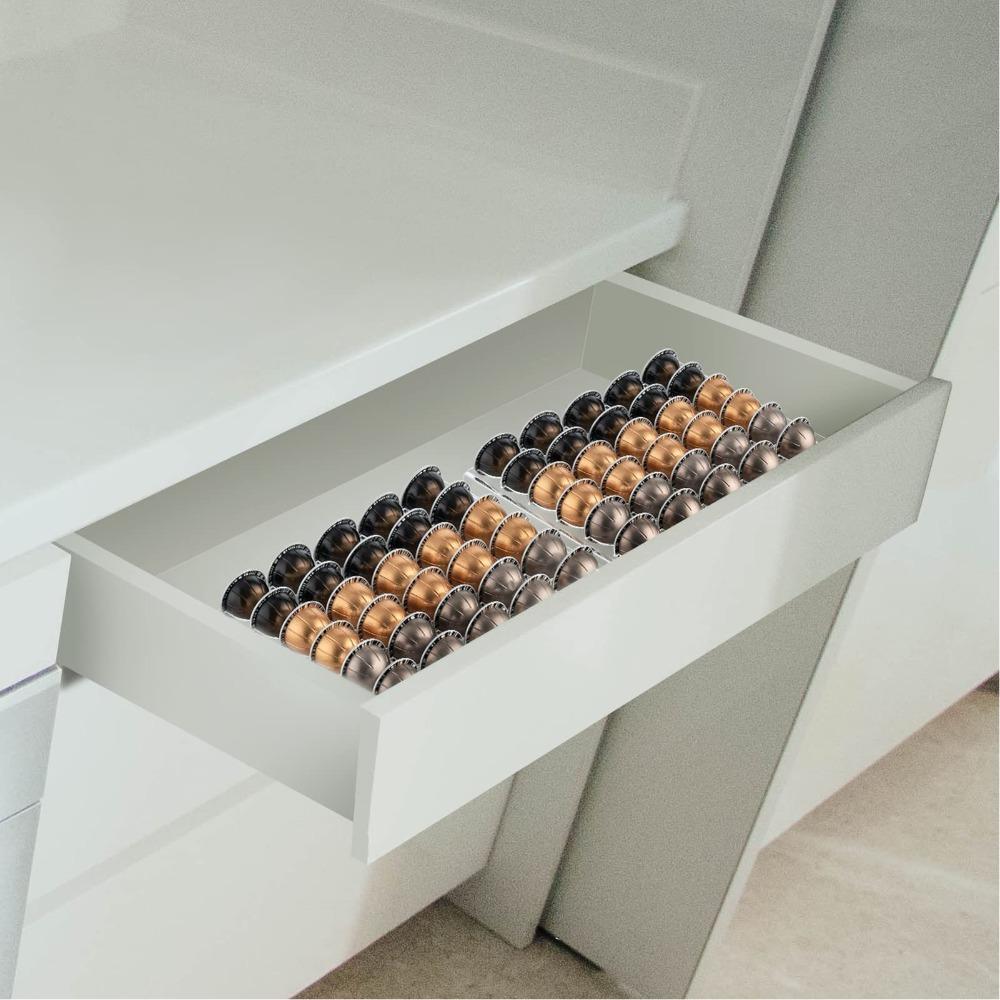 Holds 25 Capsules Coffee Capsule Holder Under Drawer Storage Drawer Insert Organizer For Kitchen
