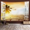 Window Sill Garden Beach View Large Tapestry Wall Hanging Bohemian Hippie Tapestry Room Aesthetic Living Room Home Decoration