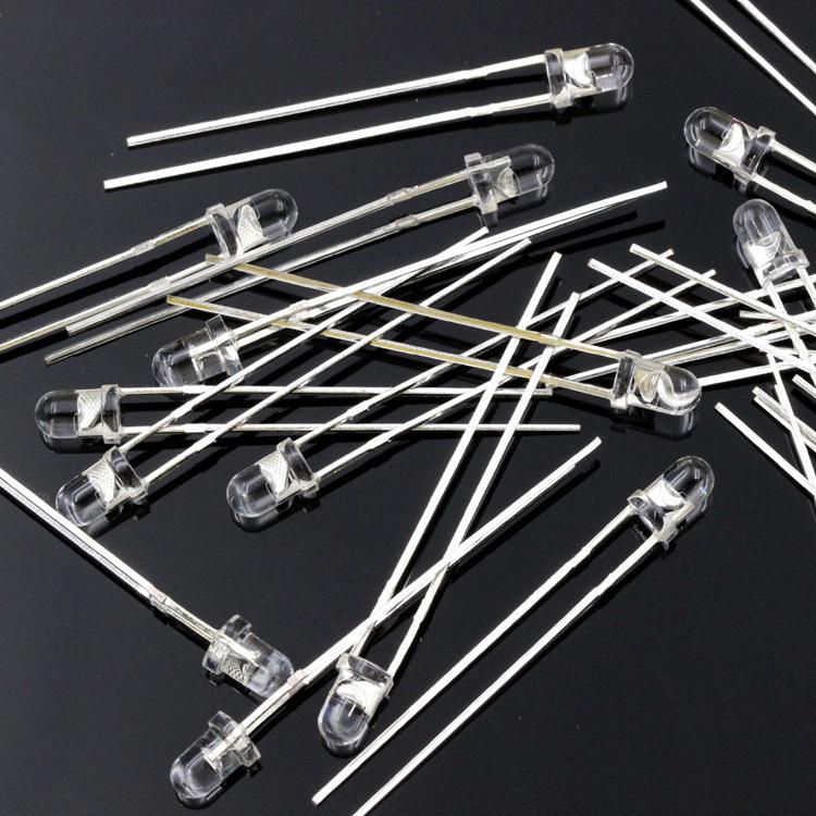 3mm LED Light-Emitting Diode Lamp: White, Red, Blue, Green