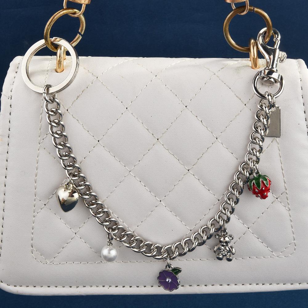 Women'S Bag Fashion Embroidery Thread Shoulder Bag Chain Small Square Bag Flower Rainbow Bear Lock Pendant Diagonal