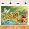 Natural Insects In spring Birthday Party Decoration Disposable Tableware Plate Cup Cartoon Bee Butterfly Backdrop Party Supplies