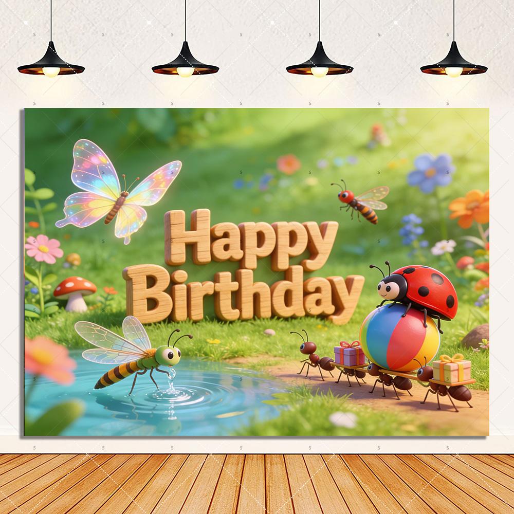 Natural Insects In spring Birthday Party Decoration Disposable Tableware Plate Cup Cartoon Bee Butterfly Backdrop Party Supplies