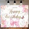 Pink Bow Tie Girls Background Birthday Party Decoration Balloon Flowers Diamond Backdrop Supplies Kids Baby Photo Props Gifts