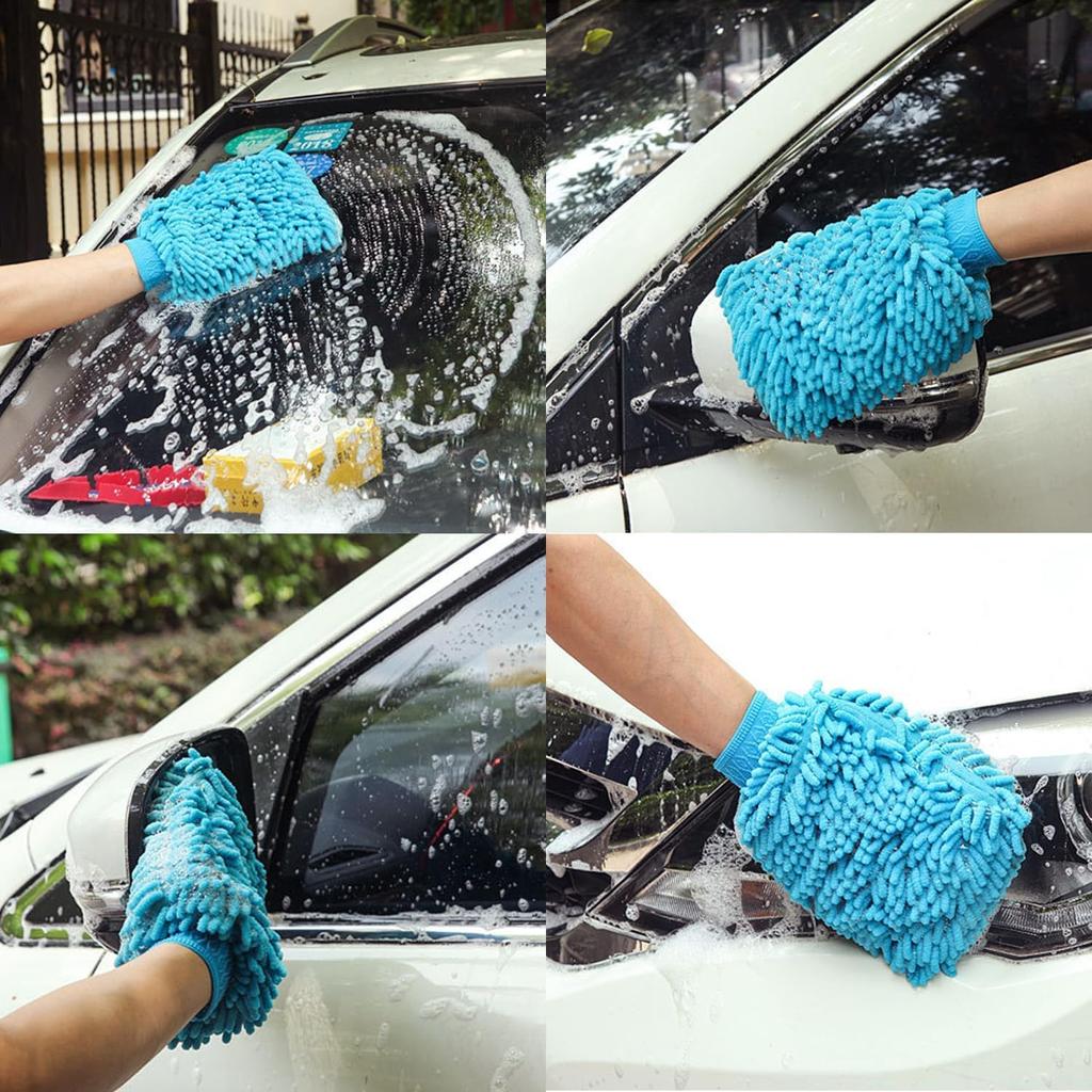 JYSFOVRLV Car Wash Gloves, 2 Pieces, 100g*2, 3 Layers Construction, Waterproof Inside, Non-Wet Hands,