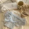 Spring Summer Ice Silk Underwear for Girls Mid Waist Briefs Quick Drying Lace Edge Triangle Panties