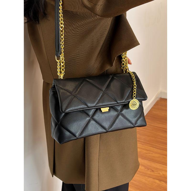 Autumn Winter High-Grade Sense Underarm Bag Lady New Fashion Plaid Chain Simple All-Match Retro Texture Shoulder Crossbody Pack