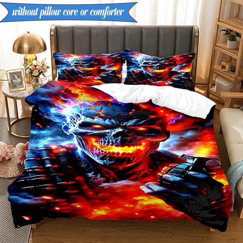 3PCS Eerie Frozen Phantom Bedding Set,Including 1pc Duvet Cover And 2pcs Pillowcases Perfect for Bedroom, Dormitory, Fan Christmas gift