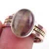 Natural Fluorite Gemstone Handmade 925 Sterling Silver Two Tone Ring S.10 f8L65