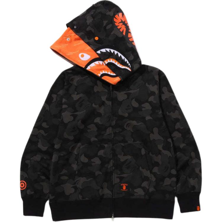 Худи на молнии с двойным капюшоном Bape X Porter Stand Shark 1L23-115-910