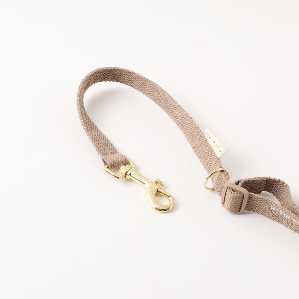 Поводок из хлопка для маленьких и средних собак, регулируемая длина, двухсторонний пояс через плечо, monchéri [2way Leash] (БЕСПЛАТНО/Мокко) Свободные руки