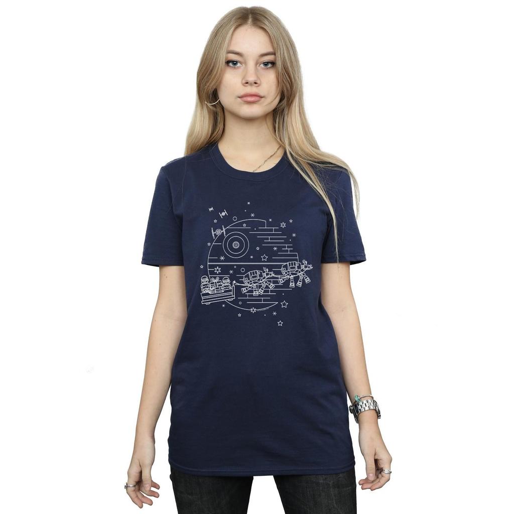 Star Wars Womens/Ladies Death Star Sleigh Cotton Boyfriend T-Shirt