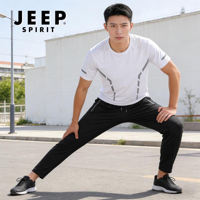 Мужской комплект: футболка и длинные штаны JEEP SPIRIT из ледяного шелка, быстросохнущий