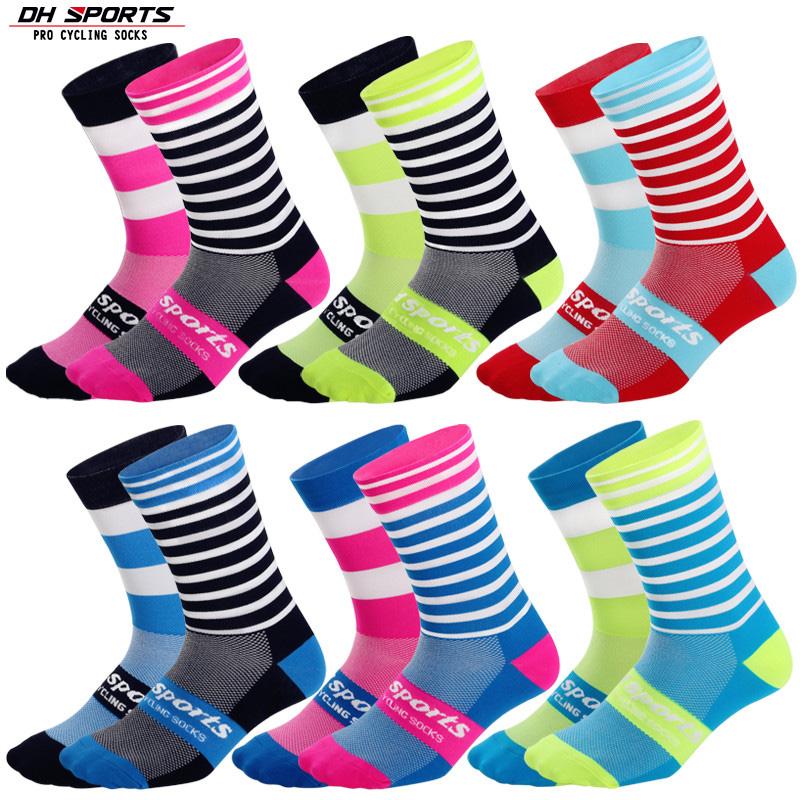 DH SPORTS Professional Cycling Socks Best Funky Breathable Wicking Road Bicycle Sport Compression Running Socks